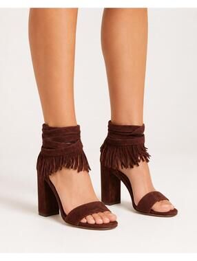 Gianvito Rossi Geri Fringe Suede Sandals Chocolate Brown EU 36 US 6 | NIB